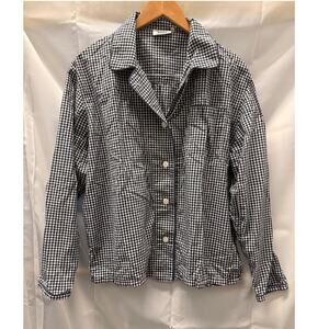 Sleepy Jones Women's Gingham Navy Blue Pajamas Shirt XL